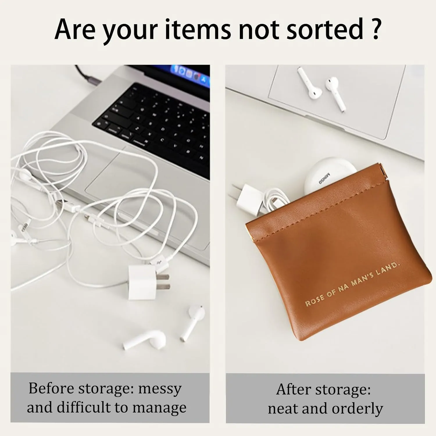 Small Purse Makeup Bag for Women,Elastic Open Close Storage Bag Mini Travel Storage Bag,Waterproof Organizer Pouch for Lipstick Cosmetics Headphones Jewelry,3 Pieces,Brown
