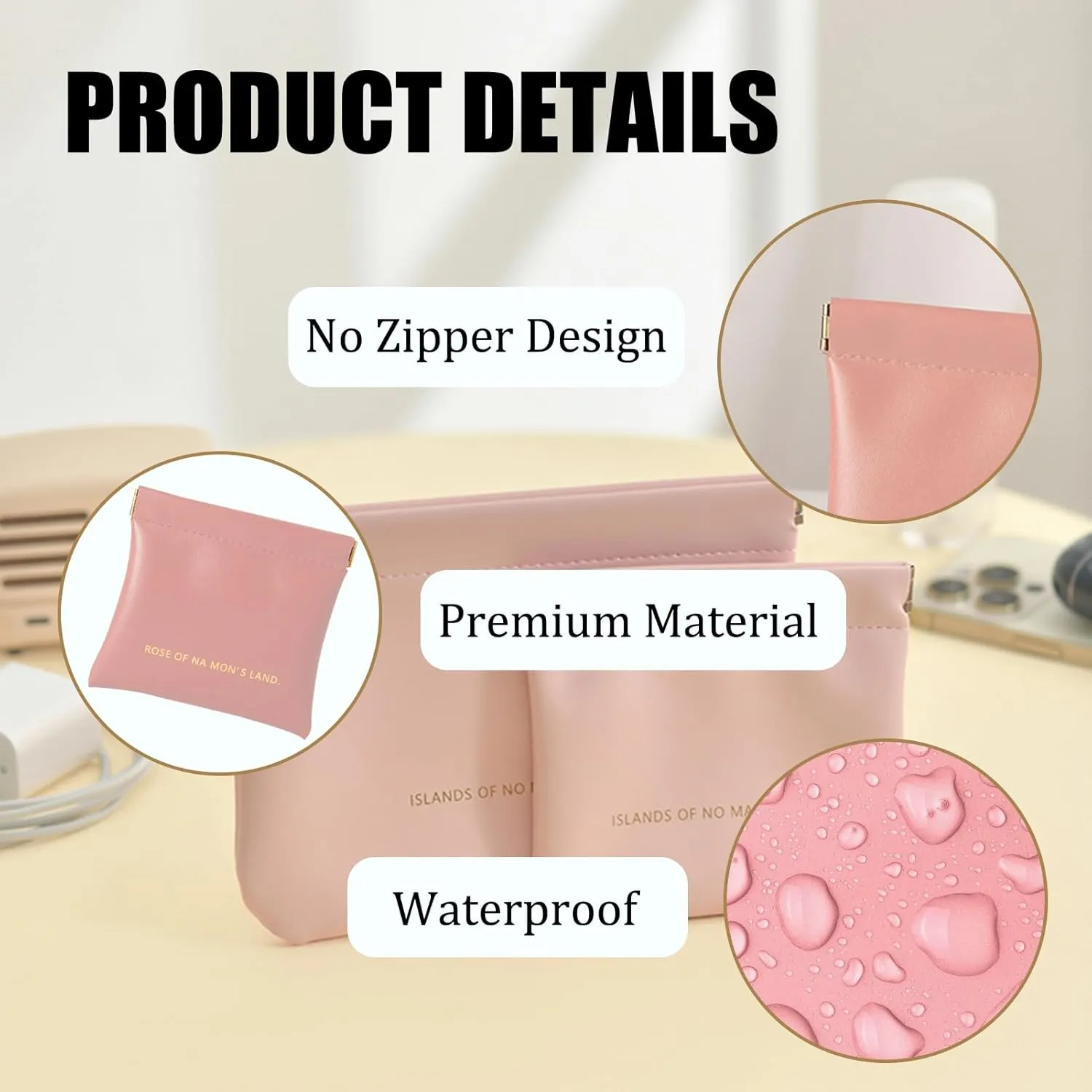 Small Purse Makeup Bag for Women,Elastic Open Close Storage Bag Mini Travel Storage Bag,Waterproof Organizer Pouch for Lipstick Cosmetics Headphones Jewelry,3 Pieces,Pink