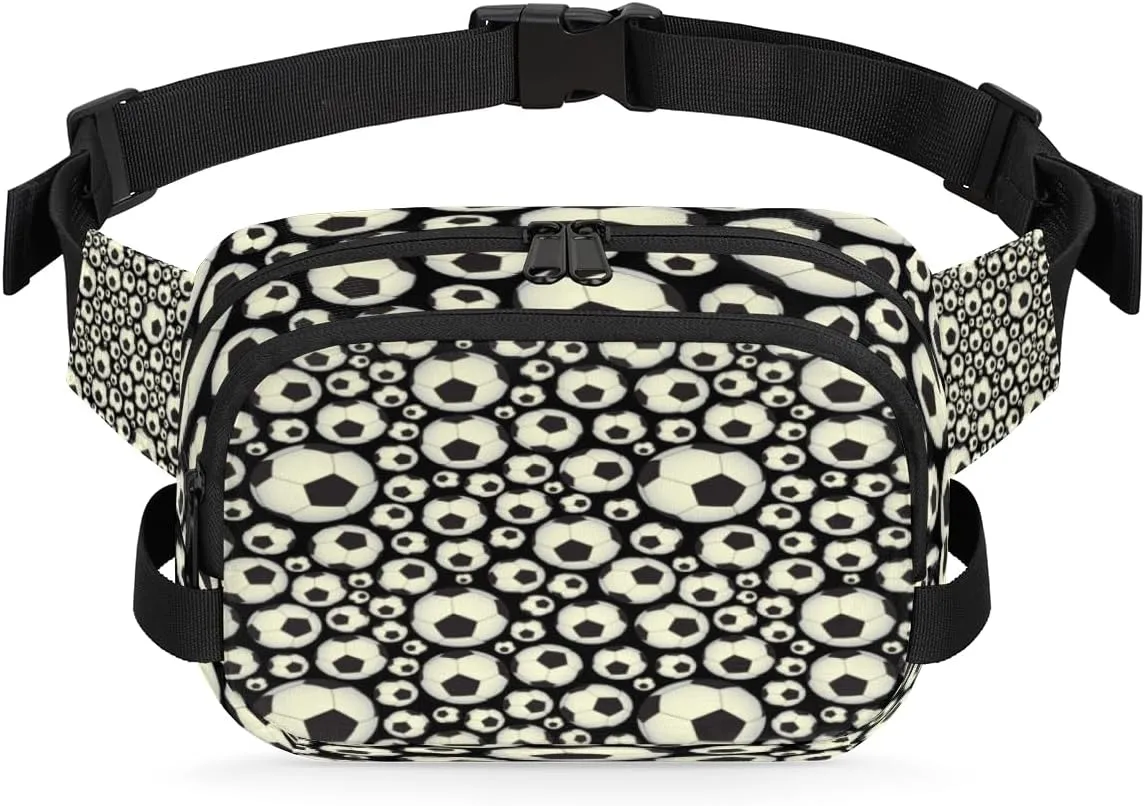 Soccer Modern Black Grey Fanny Packs for Women Men Fashion Waist Packs Belt Bag Water-resistant Crossbody Bag Waist Pouch Waist Pack Hip Bum Bag for Hiking Casual Travel Cycling