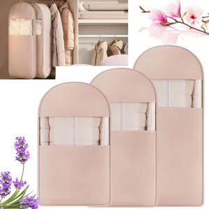 Space Saving Hanging Garment Bag With Self Compression Zipper,Dustproof Clothes Storage,2025 New for Down Coats, Winter Jackets | Thick Closet Organizer Storage & Space Saver Bags (pink)