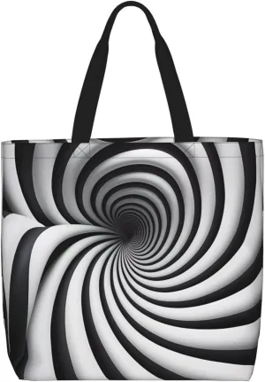 spiral optical illusion gif Women's Casual Tote Bags, Reusable Tote Shoulder Bags, Multi-Function Large Capacity Shopping Bags