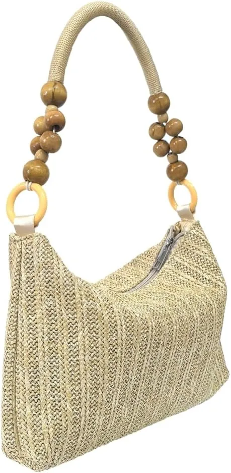 Straw Beach Bag for Women Shoulder Bag Straw Raffia Purse Summer Beach Handbag Handmade Hobo Purse Underarm Handbag
