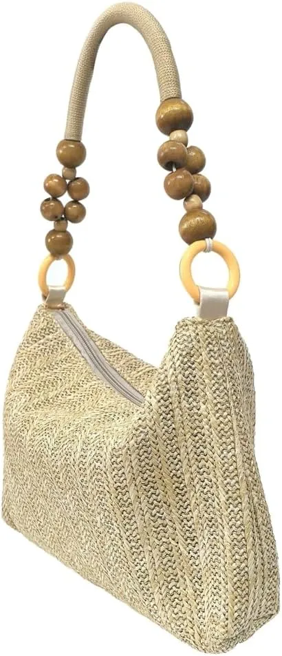 Straw Beach Bag for Women Shoulder Bag Straw Raffia Purse Summer Beach Handbag Handmade Hobo Purse Underarm Handbag