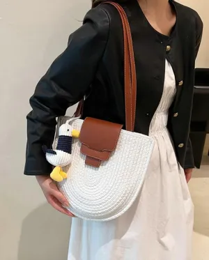 Straw Tote Bag Women Hand Woven Shoulder Bag Large Casual Handbags Hobo Bag Straw Beach Bag