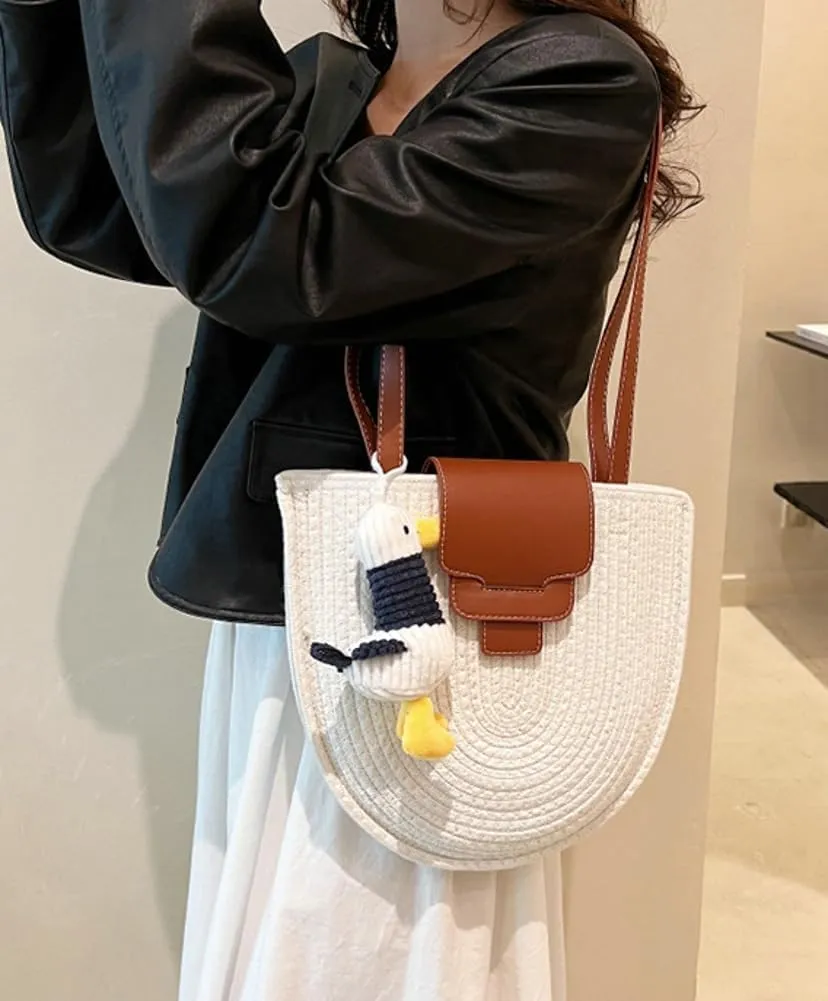 Straw Tote Bag Women Hand Woven Shoulder Bag Large Casual Handbags Hobo Bag Straw Beach Bag