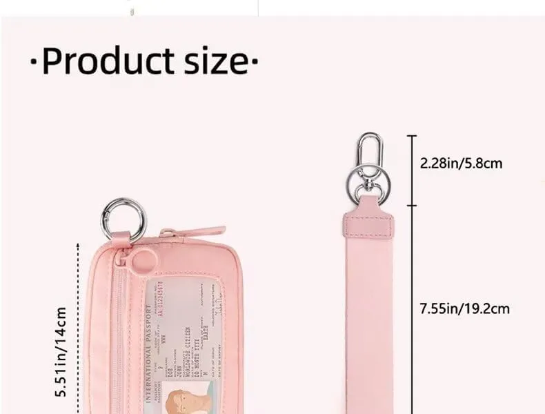 Stylish Wallet Zip Card with ID Window Purses for Women-Mini Portable Functional Coin Purse with Zipper,Cute Compact Checkered Wristlet Keychain Wallet Ideal for Teen Girl Sports (Blue and White)