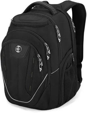 Swissdigital Design Large Travel Backpack For Men, TSA-Friendly Business Laptop Backpack, USB Charging PortRFID Protection Tech Backpack Fits 15.6Inch Laptop Black/Green | J16BTF-21