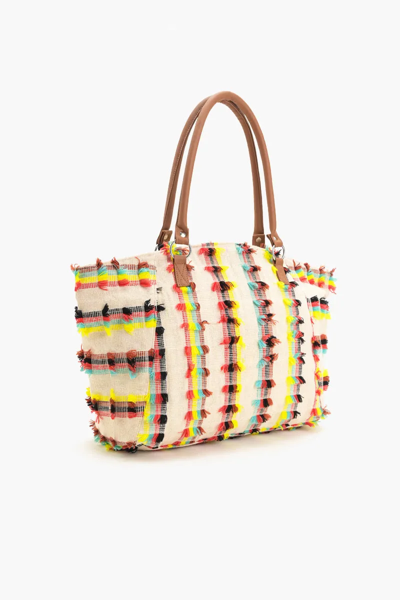 Textured Tapestry Tote Bag