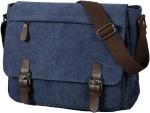 TopTie Retro Canvas Messenger Bag Fit for 14 Inch Laptop, Classic Laptop Bag Side Bag for Women and Men