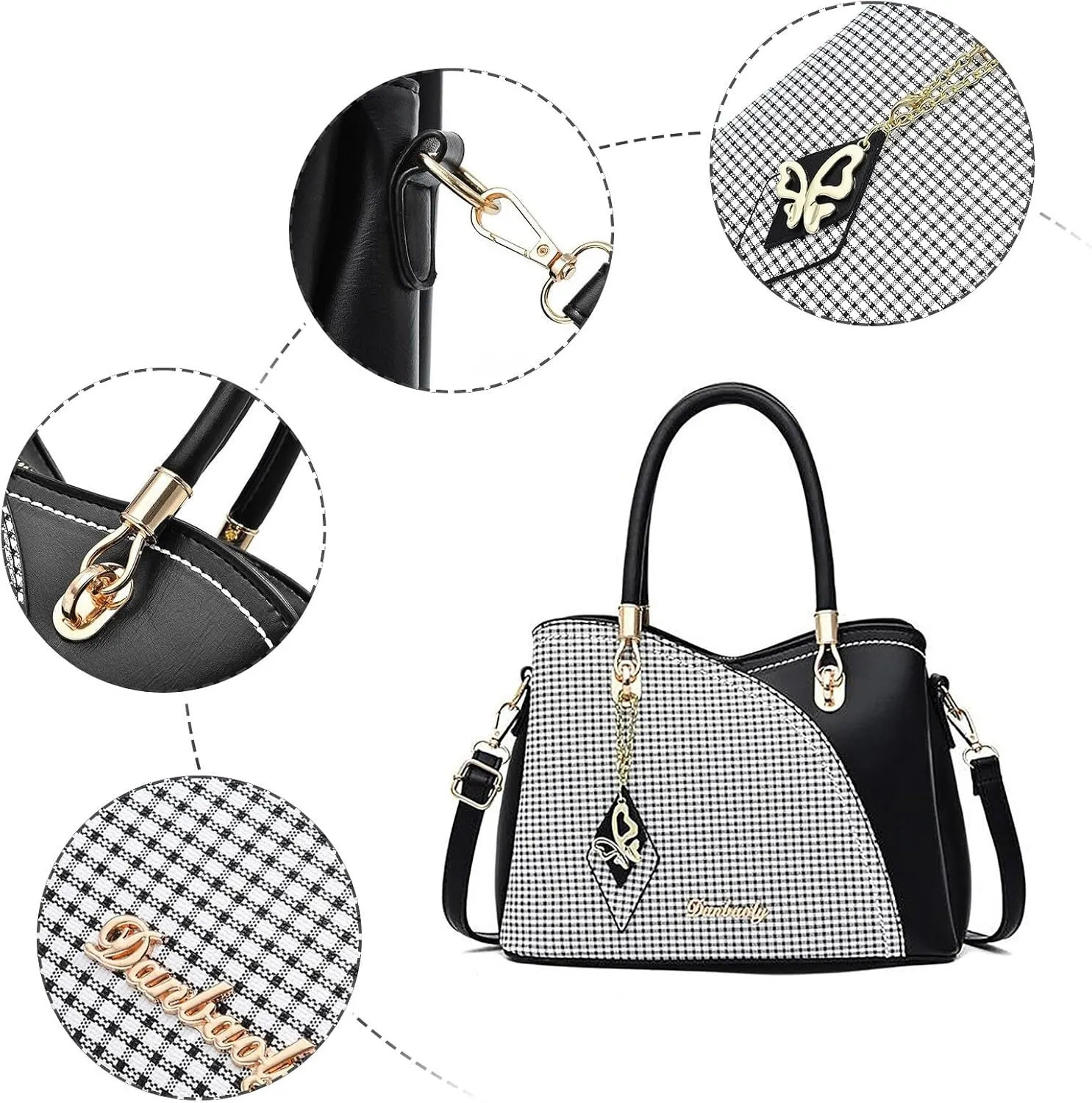 Tote Bag For Women Color Block Women Hobo Handbags Large Capacity Plaid Middle Shoulder Messenger Bag For Daily Work M
