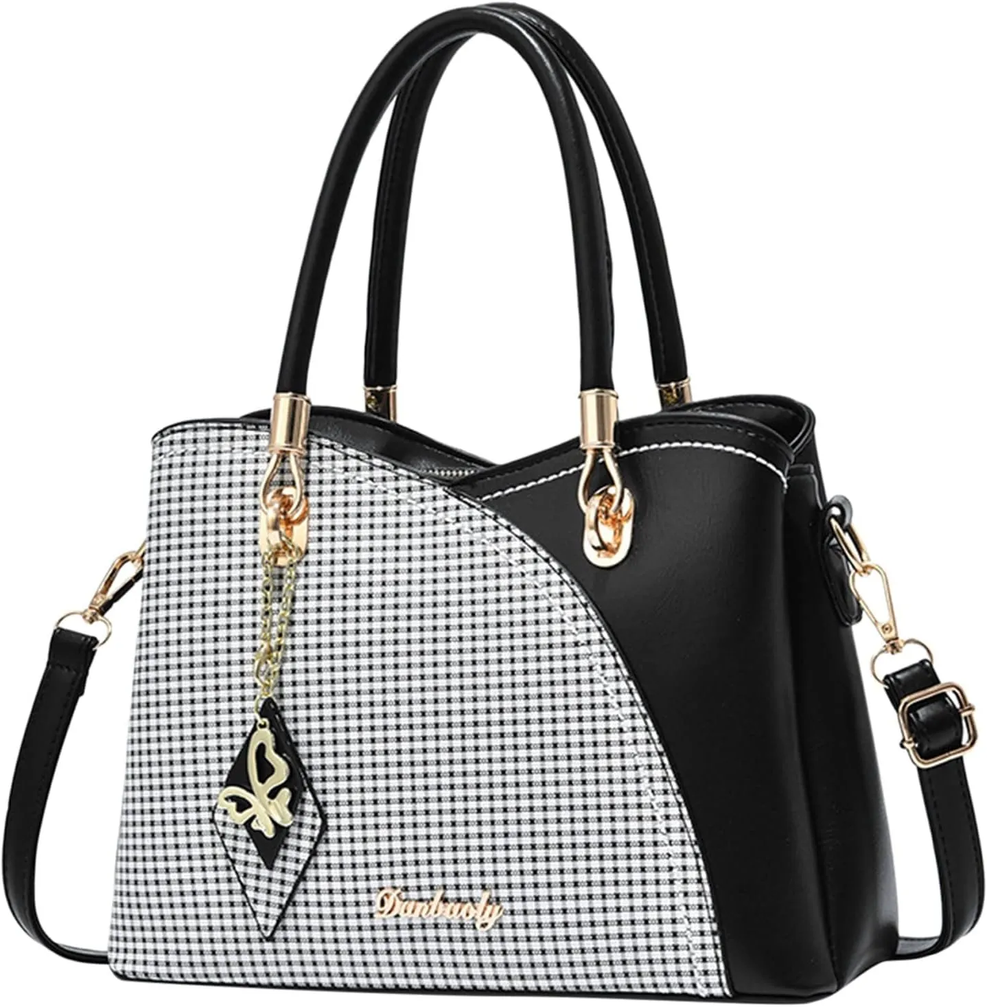 Tote Bag For Women Color Block Women Hobo Handbags Large Capacity Plaid Middle Shoulder Messenger Bag For Daily Work Q