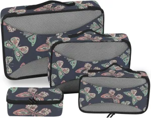 Travel Bags Organizer for Luggage 4 Set Luggage Cubes Suitcase Packing Cubes for Travel Paxking Cubes Boho Butterfly Pattern