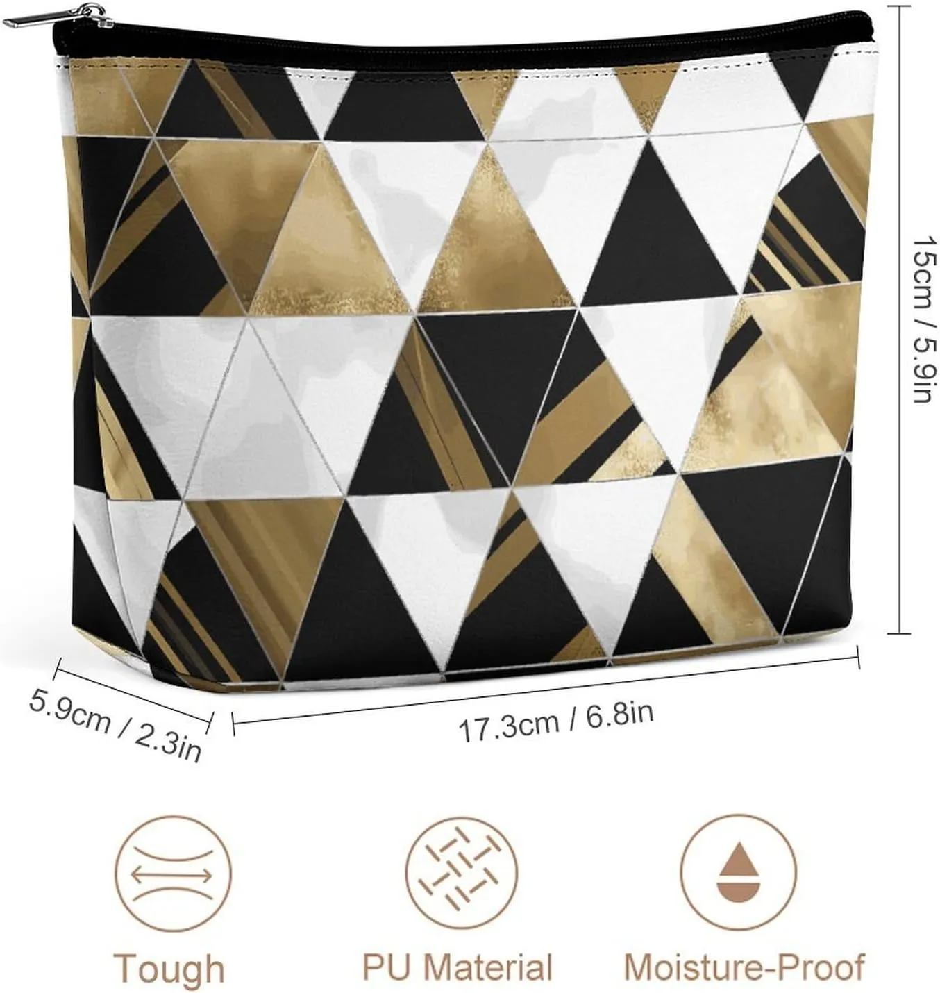Travel Makeup Bag Large Capacity Cosmetic Bags for Women Waterproof Portable Cosmetic Bag Storage Bag Fashion Modern Triangles Printed Toiletry Bag