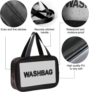 Travel Toiletry Bag for women and men, Matte Translucent Toiletry Bag with with Handy Handle, Makeup Cosmetic Bag Travel Organizer for Accessories, Toiletries (White, L)
