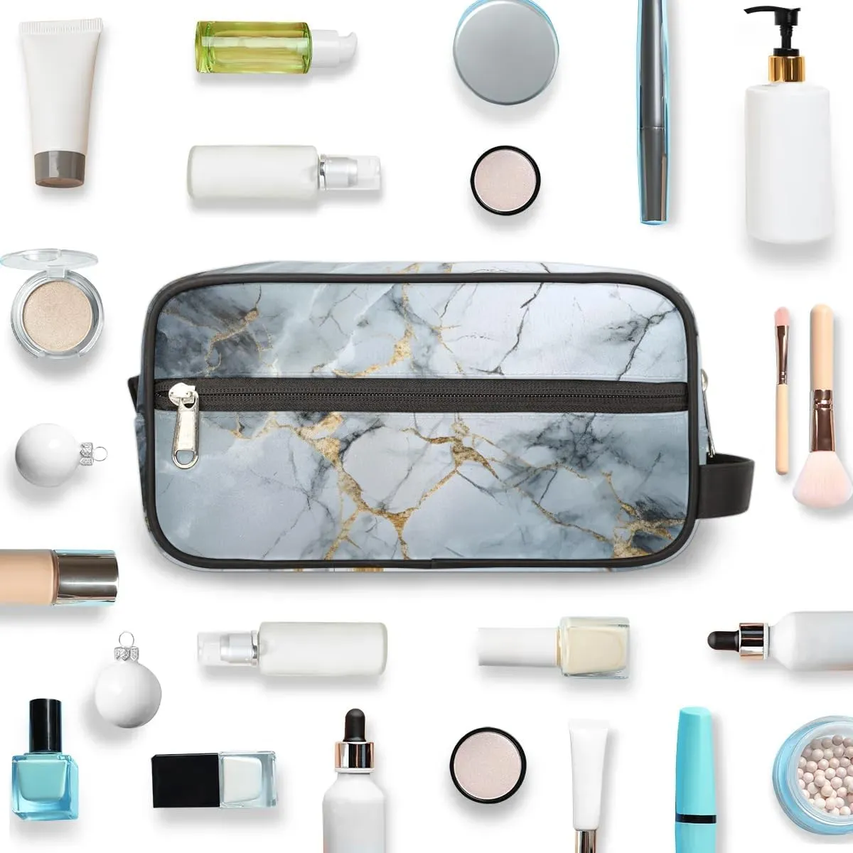 Travel Toiletry Bag for Women Men Classic Marble Design Hanging Cosmetic Bag Waterproof Makeup Bag for Shaving Makeup Toothbrush & Travel Essentials