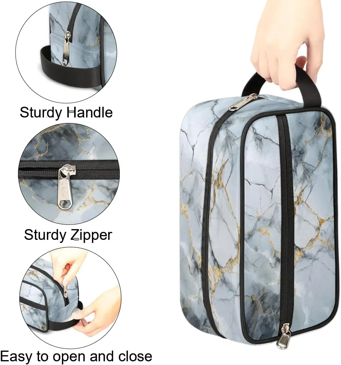Travel Toiletry Bag for Women Men Classic Marble Design Hanging Cosmetic Bag Waterproof Makeup Bag for Shaving Makeup Toothbrush & Travel Essentials