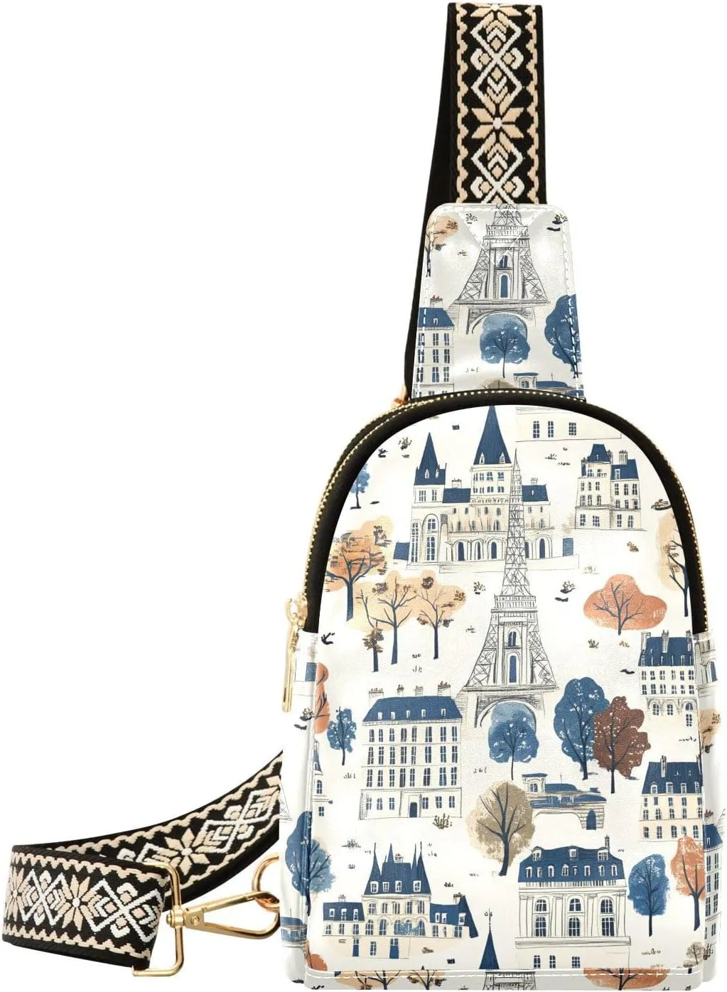 trendy Paris Castel Handy Drawn women fanny pack cute leather crossbody fanny packs for hiking