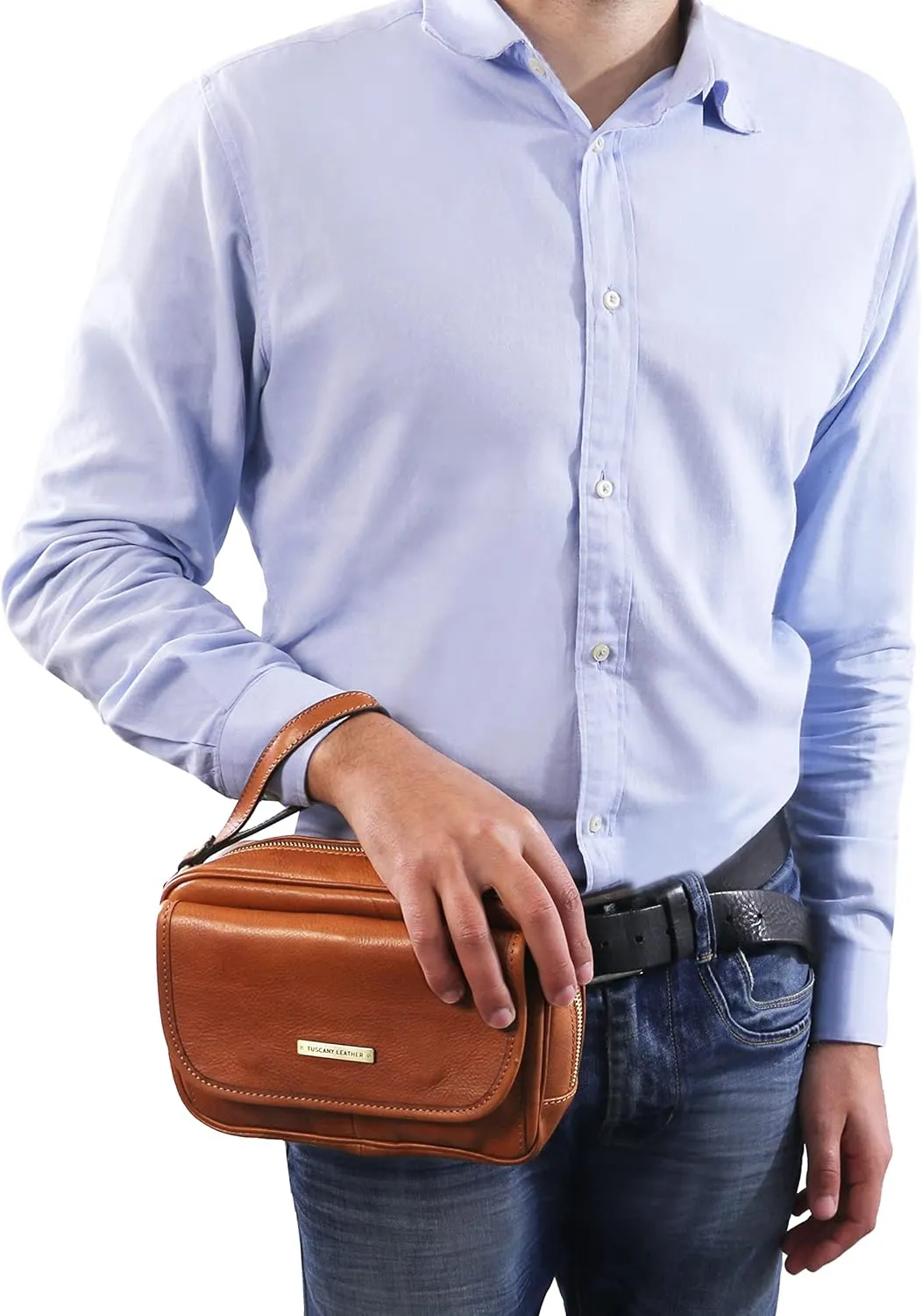 Tuscany Leather - Ivan - Leather handy wrist bag for man Brown - TL140849/1