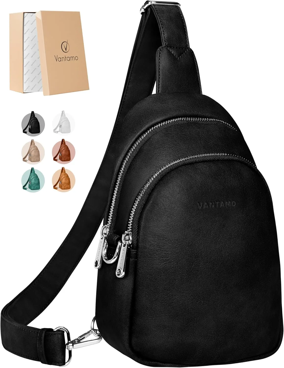 Vantamo Crossbody Sling Bags for Women, RFID & Anti-Pickpocket Clip Cross Body Bag, Adjustable Strap Travel Pack