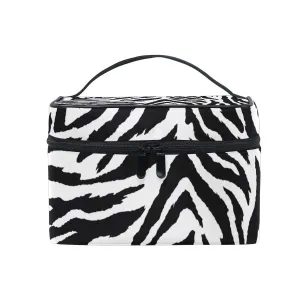 VIKKO Animal Zebra Print Black White Skin Cosmetic Bag Large Capacity Handy Toiletry Case Travel Makeup Organizer for Girls Women