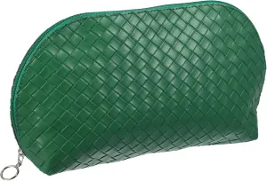 VOCOSTE Weave Makeup Bag, Waterproof Cosmetic Bag Travel Handy Cosmetic Handbag Organizer Toiletry Bag for Women, Green