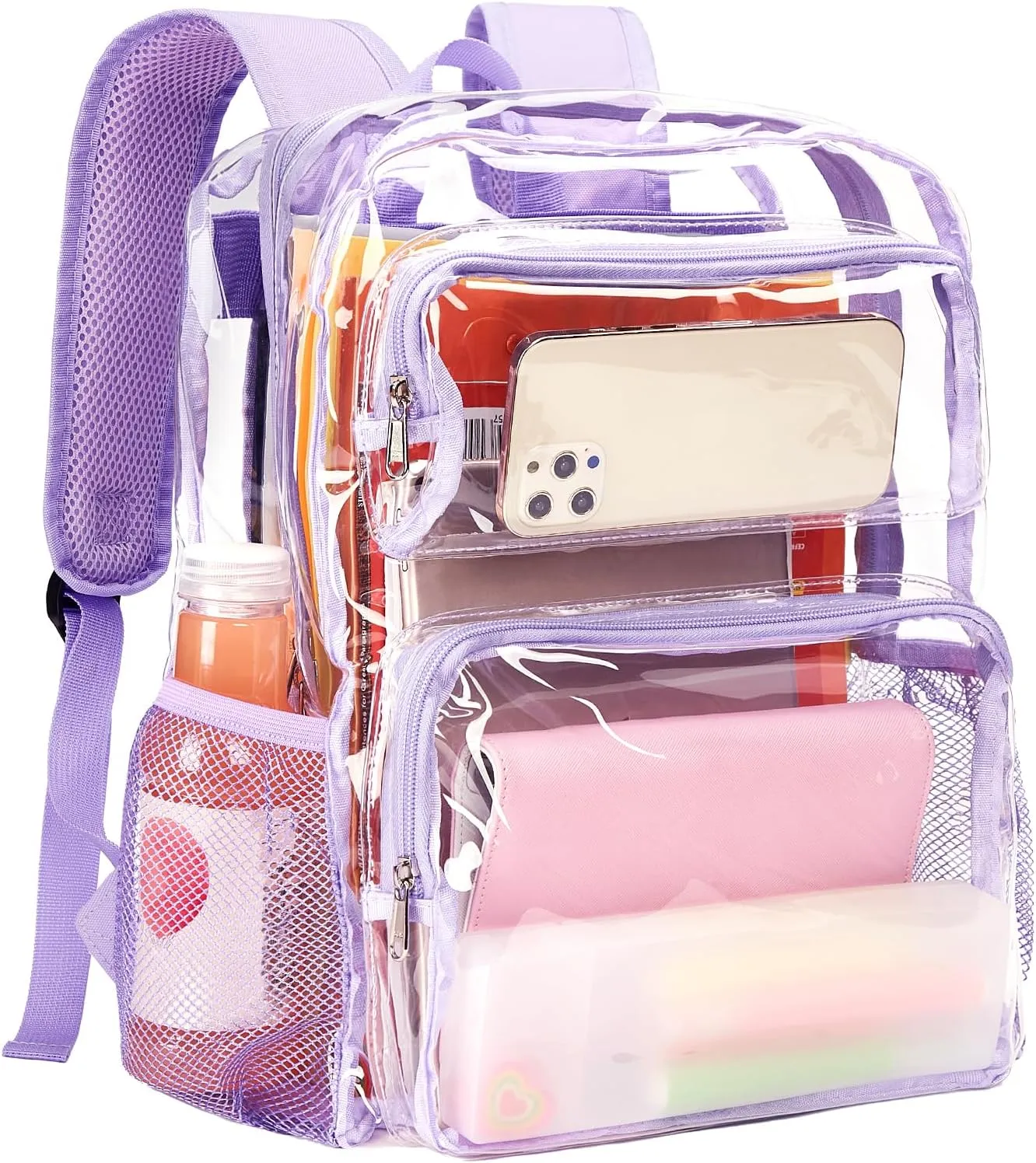 Vorspack Clear Backpack Heavy Duty - Large Clear Bookbag Transparent Backpacks See Through Backpack for College Work Travel Festival - Purple