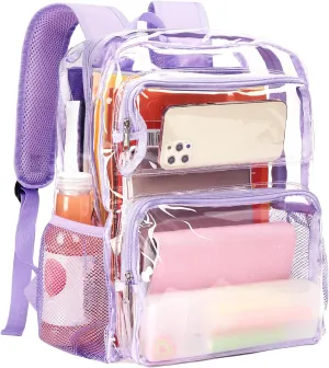Vorspack Clear Backpack Heavy Duty - Large Clear Bookbag Transparent Backpacks See Through Backpack for College Work Travel Festival - Purple