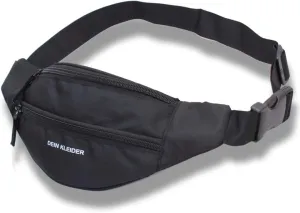 Waist Pack Travel Handy Hiking Zip Pouch Document Money Phone Belt Sport Bag Bum Bag for Men and Women Nylon (Black)