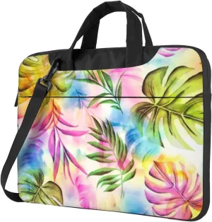 Watercolor Leaves Modern 13-15.6 Inch Laptop Bag For Man And Women, Computer Messenger Bag, Trendy Shoulder Strap Design