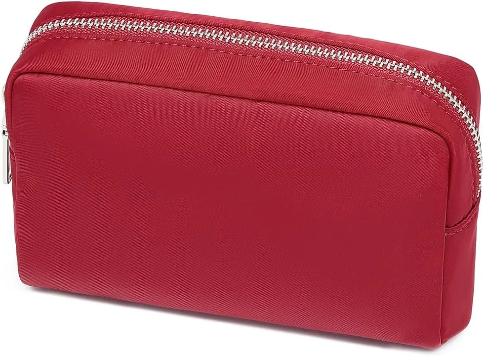 Waterproof Makeup Bag Large Capacity Women's Classic Black Wash Bag Adjustable Partition Wash Bag Brush and Cosmetic Carrying Bag (Burgundy Red)