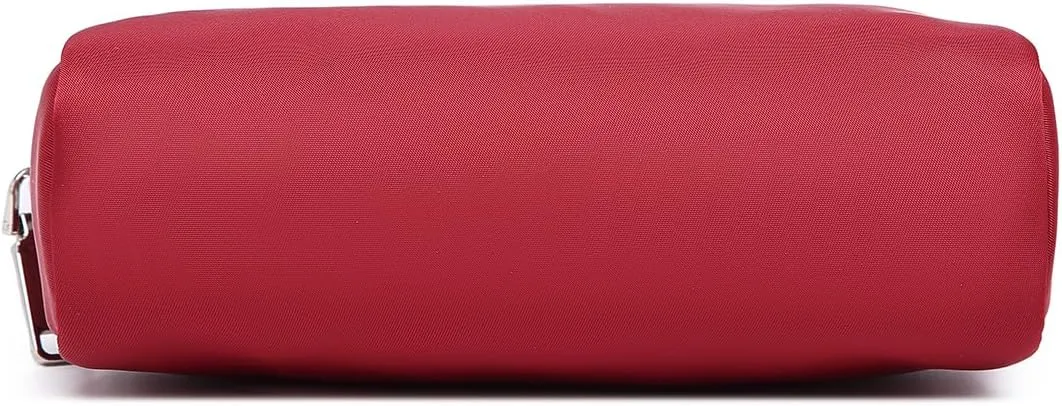 Waterproof Makeup Bag Large Capacity Women's Classic Black Wash Bag Adjustable Partition Wash Bag Brush and Cosmetic Carrying Bag (Burgundy Red)