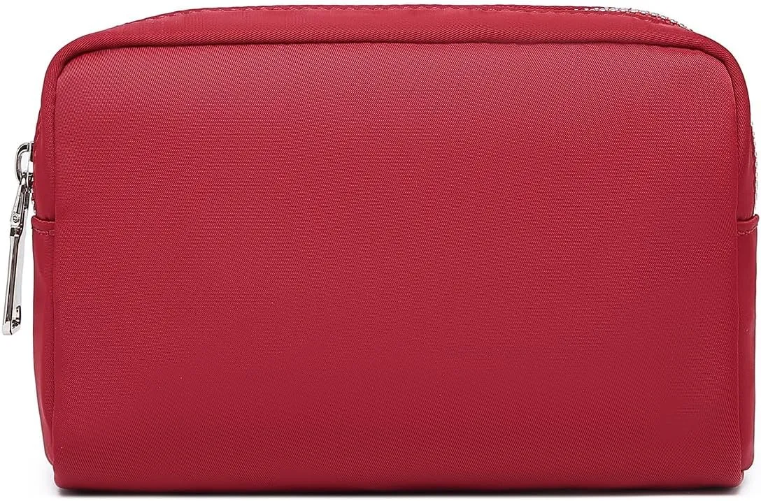 Waterproof Makeup Bag Large Capacity Women's Classic Black Wash Bag Adjustable Partition Wash Bag Brush and Cosmetic Carrying Bag (Burgundy Red)