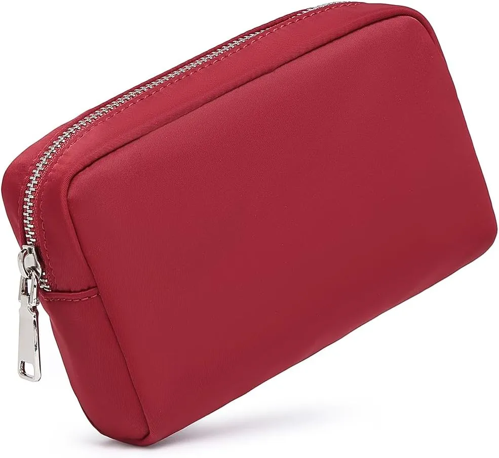 Waterproof Makeup Bag Large Capacity Women's Classic Black Wash Bag Adjustable Partition Wash Bag Brush and Cosmetic Carrying Bag (Burgundy Red)