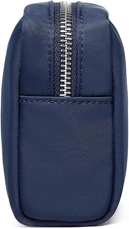 Waterproof Makeup Bag Large Capacity Women's Classic Black Wash Bag Adjustable Partition Wash Bag Brush and Cosmetic Carrying Bag (Navy Blue)