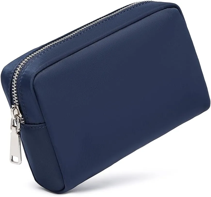 Waterproof Makeup Bag Large Capacity Women's Classic Black Wash Bag Adjustable Partition Wash Bag Brush and Cosmetic Carrying Bag (Navy Blue)