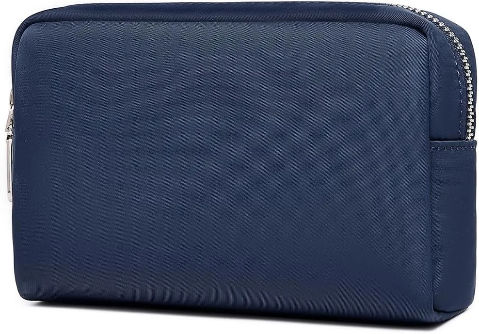 Waterproof Makeup Bag Large Capacity Women's Classic Black Wash Bag Adjustable Partition Wash Bag Brush and Cosmetic Carrying Bag (Navy Blue)