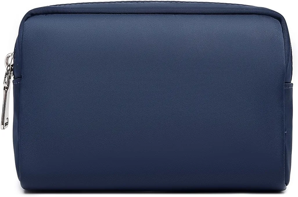 Waterproof Makeup Bag Large Capacity Women's Classic Black Wash Bag Adjustable Partition Wash Bag Brush and Cosmetic Carrying Bag (Navy Blue)