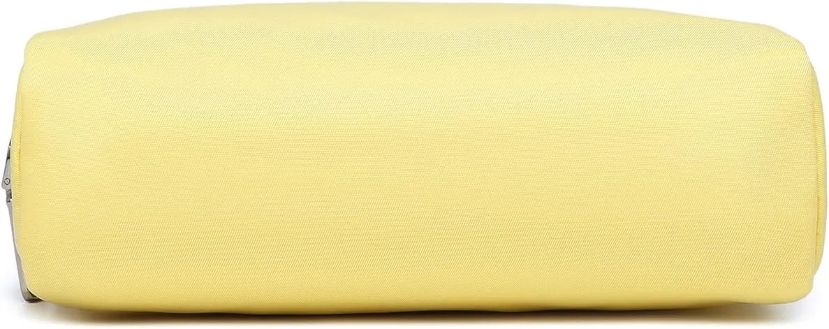 Waterproof Makeup Bag Large Capacity Women's Classic Black Wash Bag Adjustable Partition Wash Bag Brush and Cosmetic Carrying Bag (Yellow)