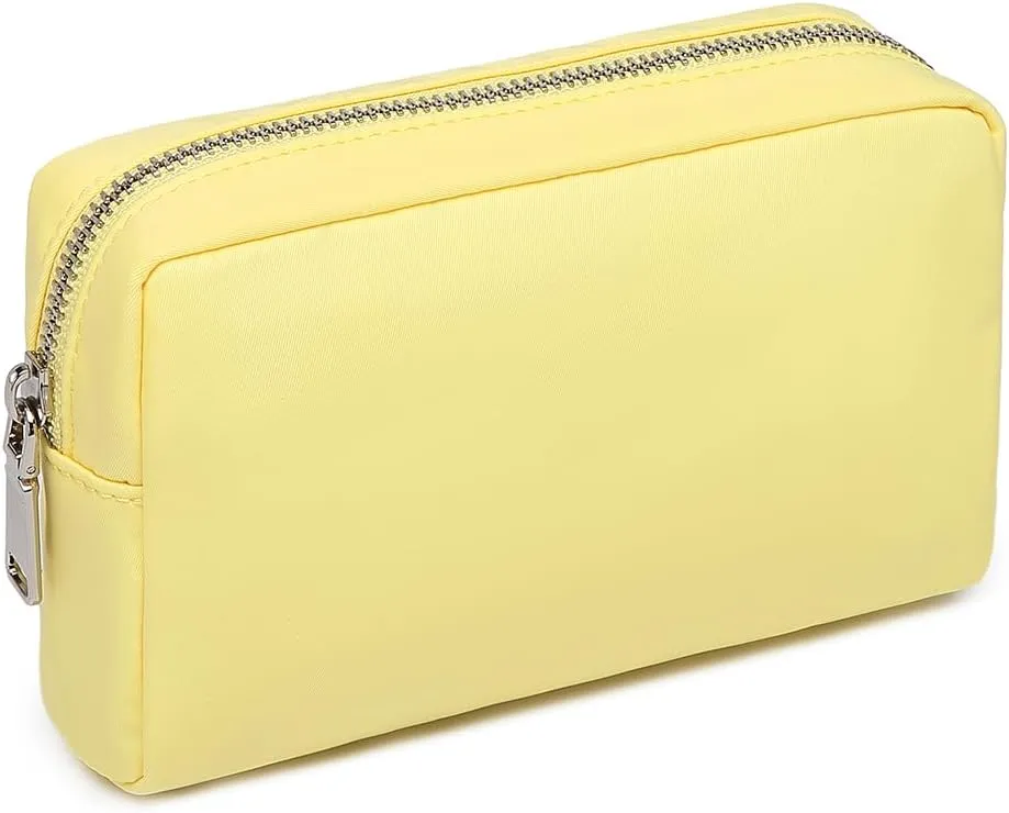 Waterproof Makeup Bag Large Capacity Women's Classic Black Wash Bag Adjustable Partition Wash Bag Brush and Cosmetic Carrying Bag (Yellow)
