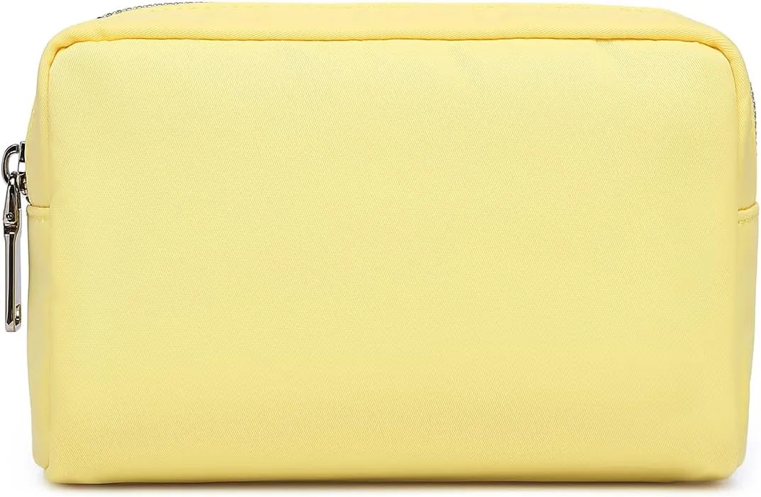 Waterproof Makeup Bag Large Capacity Women's Classic Black Wash Bag Adjustable Partition Wash Bag Brush and Cosmetic Carrying Bag (Yellow)