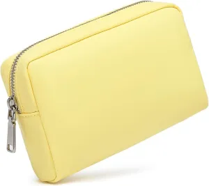 Waterproof Makeup Bag Large Capacity Women's Classic Black Wash Bag Adjustable Partition Wash Bag Brush and Cosmetic Carrying Bag (Yellow)