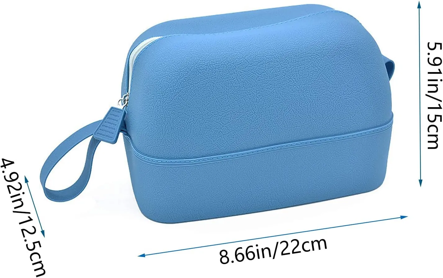 Waterproof Makeup Bag, Silicone Toiletry Bag, Portable Travel Storage Bag, Large-Capacity Washable Cosmetic Bag, Handy Pouch Bag with Zipper, Cosmetics Organizer for For Women Men (Blue)