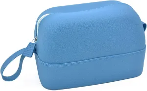 Waterproof Makeup Bag, Silicone Toiletry Bag, Portable Travel Storage Bag, Large-Capacity Washable Cosmetic Bag, Handy Pouch Bag with Zipper, Cosmetics Organizer for For Women Men (Blue)