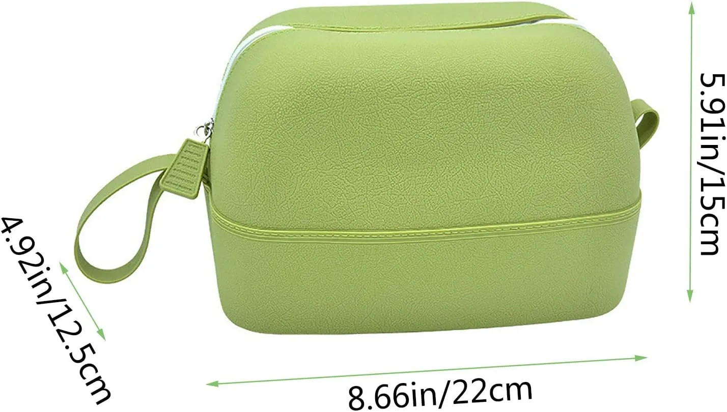 Waterproof Makeup Bag, Silicone Toiletry Bag, Portable Travel Storage Bag, Large-Capacity Washable Cosmetic Bag, Handy Pouch Bag with Zipper, Cosmetics Organizer for For Women Men (Green)
