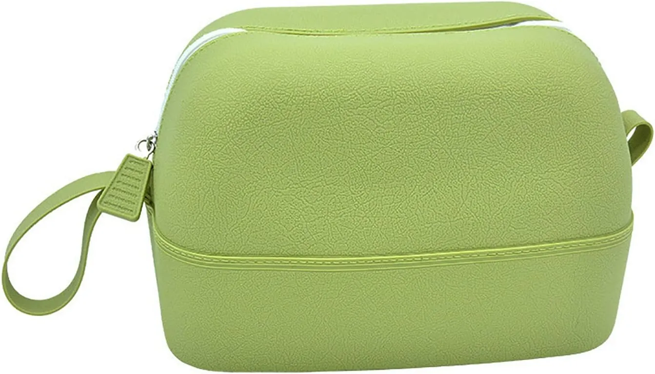 Waterproof Makeup Bag, Silicone Toiletry Bag, Portable Travel Storage Bag, Large-Capacity Washable Cosmetic Bag, Handy Pouch Bag with Zipper, Cosmetics Organizer for For Women Men (Green)