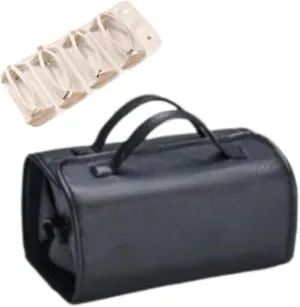 Waterproof Travel Toiletry Bag 4 Detachable Clear Multi Compartment, Portable 4 In 1 Large Capacity Makeup Bag, Roll Up Makeup Bag Hanging Travel Organizer Folding Cosmetic Bag (Black)