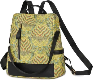 Women Backpack Purse Anti Theft Shoulder Bag PU Leather Travel Backpacks Portable Shoulder Bags for Daypack Travel (Yellow)