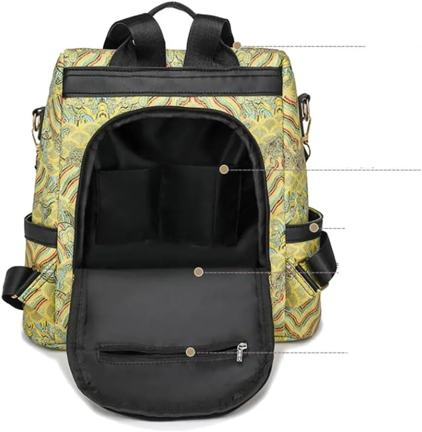 Women Backpack Purse Anti Theft Shoulder Bag PU Leather Travel Backpacks Portable Shoulder Bags for Daypack Travel (Yellow)