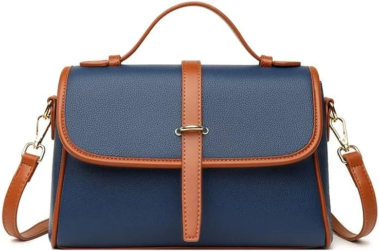 Women Handbags Shoulder Bags, Satchel Tote Bag, Fashion Luxury Design Shoulder Bag Woman Simple Texture Leather Stitching Messenger Square Bags Trendy Handy Wrist Bag ( Color : Blue Shoulder Bag )