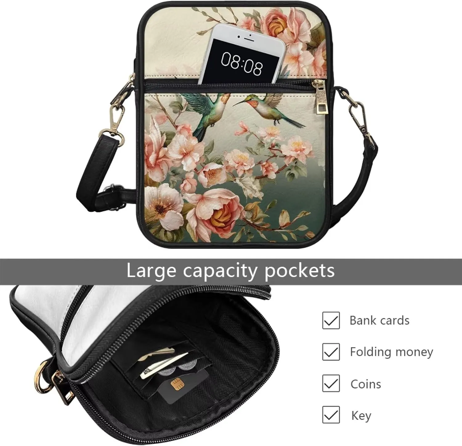 Women Small Crossbody Bags Trendy Messenger Bag Phone Purses Leather Shoulder Bag Multi Pocket Handbags